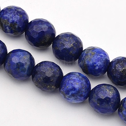 Faceted Round Natural Lapis Lazuli Beads Strands G-E302-081-8mm-1