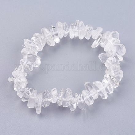 Bracelets extensibles à cristal de quartz naturel BJEW-E329-02-1