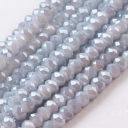 Imitation Jade Faceted Rondelle Electroplate Glass Bead Strands X-EGLA-D020-3x2mm-47-1