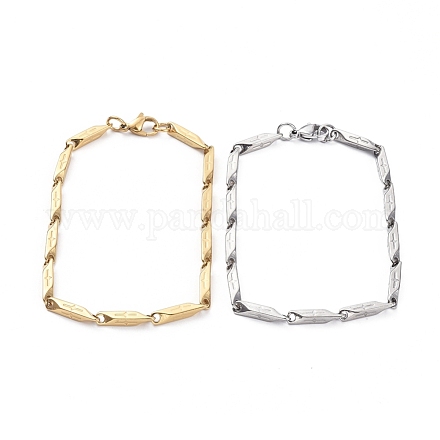 Bracelets unisexees avec chaîne de maillon de barre en 304 acier inoxydable BJEW-E372-09-1