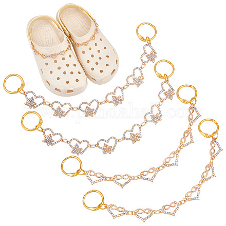 Corazón con mariposa/cadena de decoración de zapatos con eslabones de rhinestone de aleación infinita FIND-AB00008-1