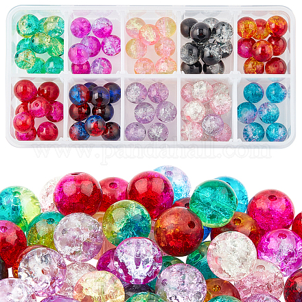 Transparent Crackle Glass Beads CCG-PH0003-09D-1