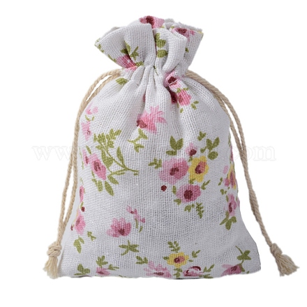 綿布パッキングポーチ巾着袋  長方形  花柄  14x10cm HUDU-PW0001-133D-1