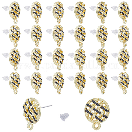 DICOSMETIC 40Pcs Round Earring Findings Flat Round Mesh Stud Earrings Golden and Black Alloy Earring Studs with Raw Pins and 1.6mm Loop 50Pcs Plastic Ear Nuts for DIY Earring Crafts ENAM-DC0001-19-1