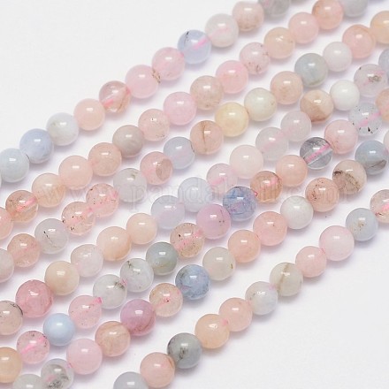 Morganite naturelle chapelets de perles rondes G-I159-4mm-1