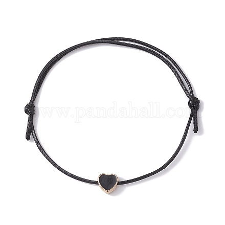 Braccialetto con perline intrecciate a forma di cuore in smalto BJEW-JB09739-02-1