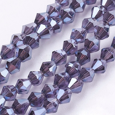 Chapelets de perles en verre électroplaqué EGLA-J026-3mm-F21-1