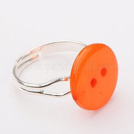 Resin Flat Round Button Rings RJEW-JR00073-04-1