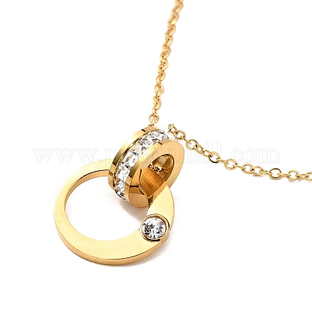 Collier pendentif anneaux interlock cristal strass NJEW-G085-11G-1