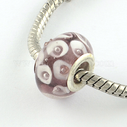 Inner Flower Handmade Lampwork European Beads with Silver Plated Brass Double Cores LPDL-S003-02-1
