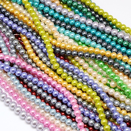 Eco-Friendly Dyed Glass Pearl Round Beads Strands HY-A002-10mm-M-1