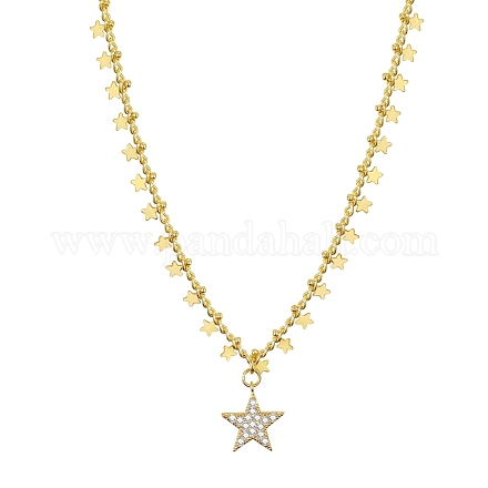 Colliers à pendentif en zircone cubique en laiton avec étoile de Shegrace sgNJEW-PH01391-1
