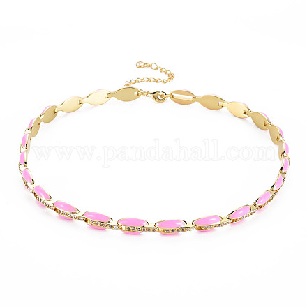 Brass Micro Pave Cubic Zirconia Link Tennis Necklaces for Women NJEW-T013-01G-07-1