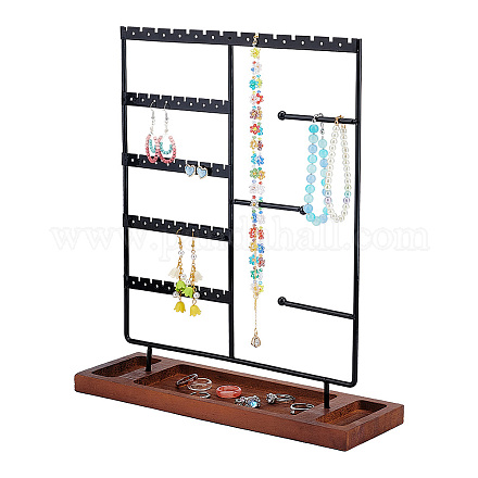 PandaHall Earring Holder 95 Holes Jewellery Stand Organizer Dangle Earring Display Rack Necklace Holder Storage Tower with Wood Base for Necklaces Bracelets Watches Retail Show Personal Exhibition EDIS-WH0029-23-1