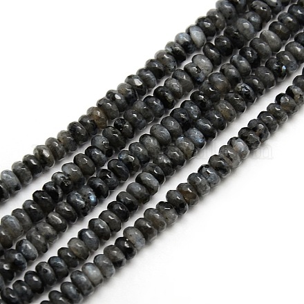 Facettes brins de perles rondelle labradorite naturelle G-M065-4mm-01-1