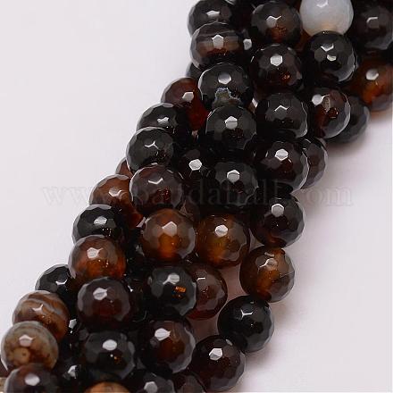 Natural Striped Agate/Banded Agate Bead Strands G-G882-10mm-D06-1-1