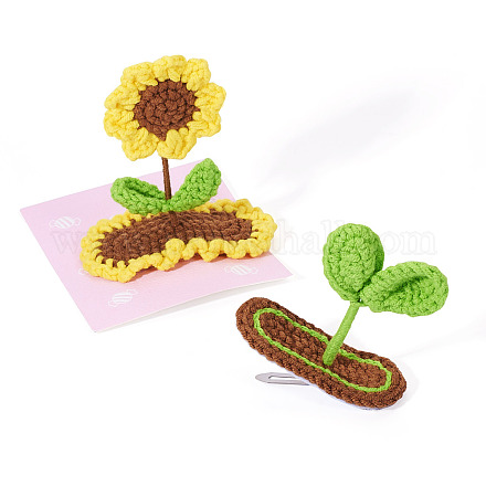 2 шт. 2 стиля заколки для волос из вязаной шерсти ручной работы&nbsp;AJEW-TA0001-59-1