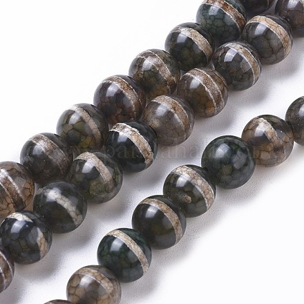 Dzi-Perlen mit Streifenmuster im tibetischen Stil TDZI-I003-02A-1