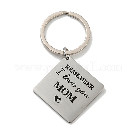 Mother's Day Gift 201 Stainless Steel Word Remember I Love You Mom Keychains KEYC-E040-01P-02-1