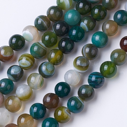 Chapelets de perles en agate rayée/agate à rangs de grade naturel X-G-E479-05-10mm-1