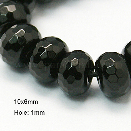 Natural Black Onyx Beads Strands G-E039-FA-10x6mm-1