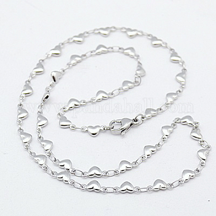 Valentines mignon cadeau de jour de 304 acier inoxydable colliers femmes lien de coeur colliers de chaîne X-NJEW-G038-46-1