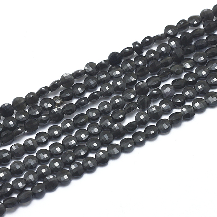 Natural Obsidian Beads Strands G-D0003-A27-1