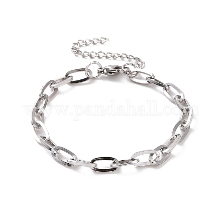 304 Stainless Steel Cable Chain Bracelet for Men Women BJEW-E031-05B-P-1