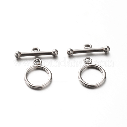 201 Stainless Steel Ring Toggle Clasps STAS-E088-24-1
