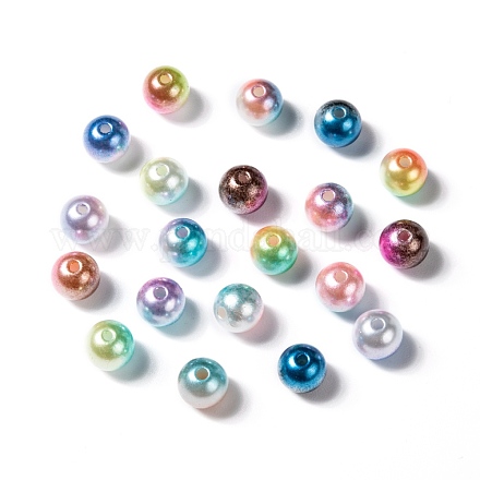 Perles en plastique imitation perles arc-en-abs OACR-Q174-4mm-M-1