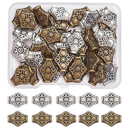 SUPERFINDINGS 40PCS Rhombus Spacer Beads Tibetan Style Alloy Beads Charms Antique Loose Beads Spacer Beads for Bracelet Jewelry Necklace Making TIBEB-FH0001-27-RS-1