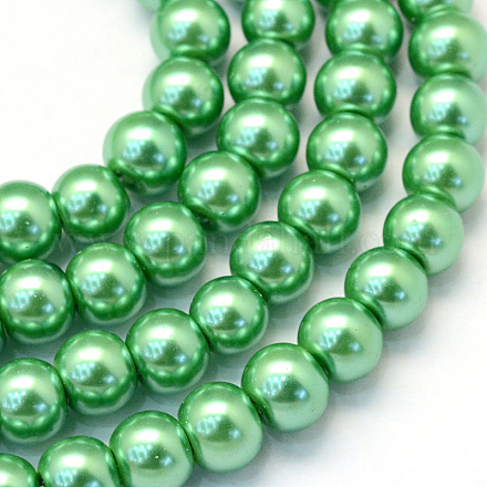 Backen gemaltes perlisiertes Glasperlenrunde Perlenstränge X-HY-Q330-8mm-69-1