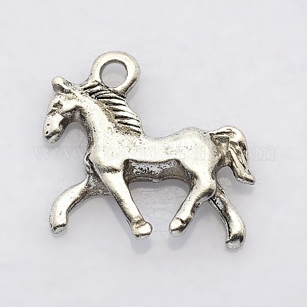 20PCS Antique Silver Horse Tibetan Style Alloy Pendants X-TIBEP-GC093-AS-RS-1