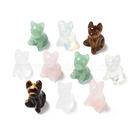 Резные статуи собак из натуральных и синтетических драгоценных камней G-P525-10-1