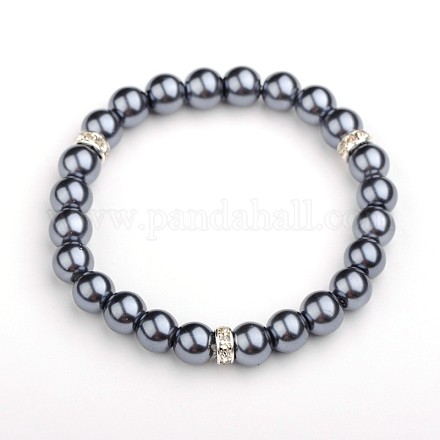 Perle tonde di perle di vetro si estendono bracciali BJEW-JB01544-03-1