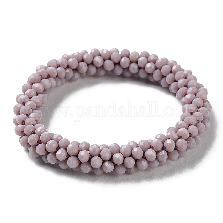 Bracelet extensible tressé en perles de verre au crochet BJEW-S144-002E-09-1