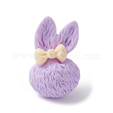 Rabbit with Bowknot Resin Cabochon Map Pins AJEW-TB00012-01-1