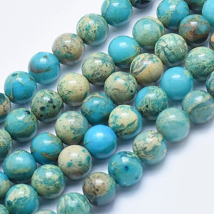 Chapelets de perles en jaspe aqua terra naturel G-E444-14A-8mm-1