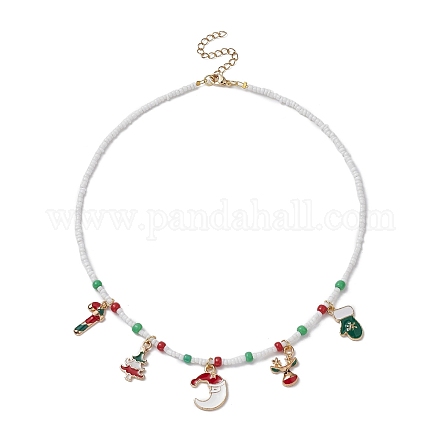 Halskette mit Anhänger aus Legierung mit Weihnachtsbaum NJEW-JN04301-1