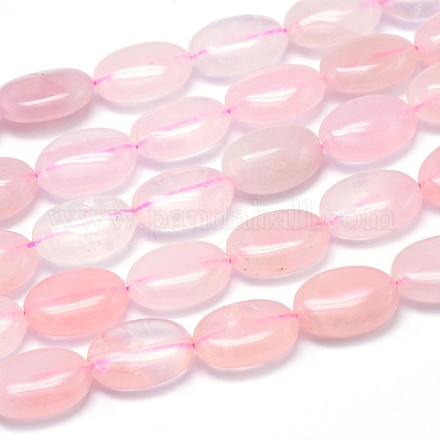 Natural de cuarzo rosa hebras de perlas ovaladas planas G-M206-28-1