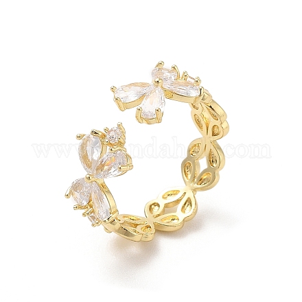 Открытые манжеты из латуни с микропаве кубический цирконий RJEW-R146-17D-G-1