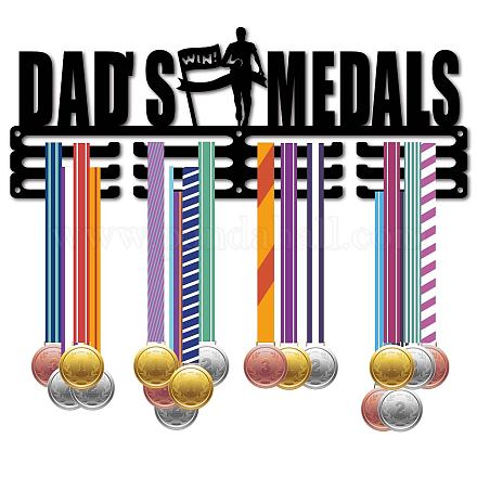 CREATCABIN Dad's Medals Medal Hangers Display Running Medal Holder Rack Sports Metal Hanging Athlete Awards Iron Wall Mount Decor over 60+ Medals for Running Race Marathon Football Black 15.7x5.9 Inch ODIS-WH0037-143-1