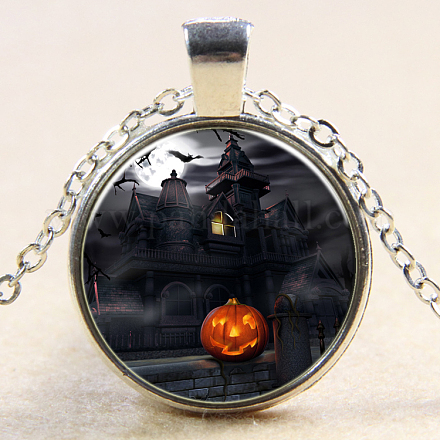 Collares pendientes de cristal de halloween NJEW-D280-47S-1