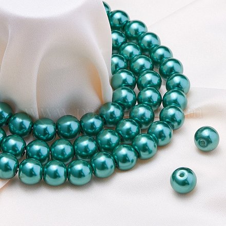 Perles rondes en verre teinté écologique HY-BC0001-8mm-RB118-1