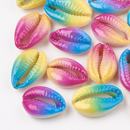 Spray Painted Natural Cowrie Shell Beads X-SHEL-S274-01-1