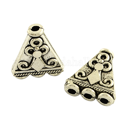 1-3 Hole Triangle Tibetan Style Alloy Beads TIBEB-A16590-AS-RS-1