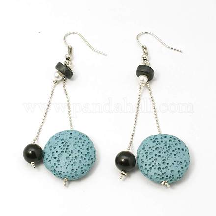 Lava Rock Beads Earring Hooks EJEW-D098-1-1
