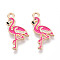 Marine Animals Alloy Enamel Pendants, Light Gold, Flamingo Shape, 23x10.4x1.1mm, Hole: 1.8mm