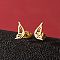 Stainless Steel Small Animal Stud Earrings for Women, Golden, Left and Right, Wing, 60x40mm