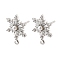Brass Micro Pave Cubic Zirconia Stud Earring Findings, Cadmium Free & Nickel Free & Lead Free, with Imitation Pearl, Snowflake, Platinum, 18x13mm, Hole: 1.6mm, Pin: 11x1mm
